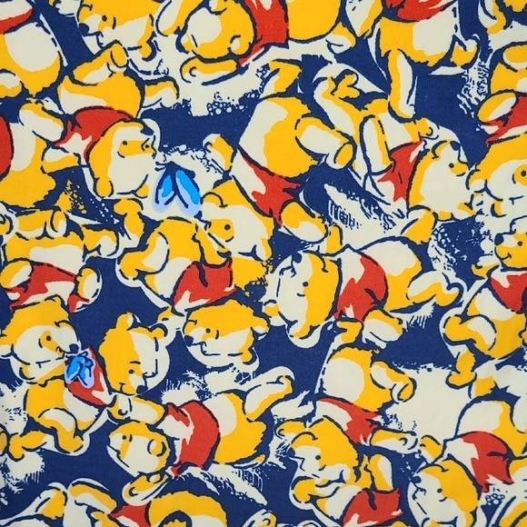 LuLaRoe Winnie The Pooh Disney Red Yellow Navy Colorful Leggings Size TC2 - Picture 5 of 9